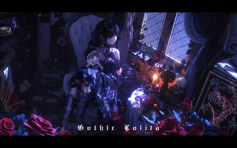 Anime Girl in Gothic Dress — Purple, Dark