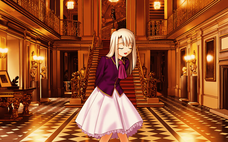 anime girl in grand hall