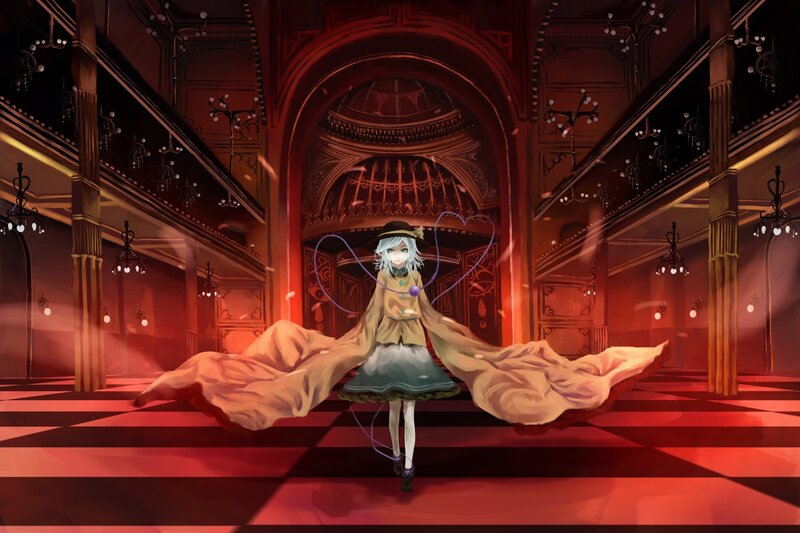 anime girl in grand hall