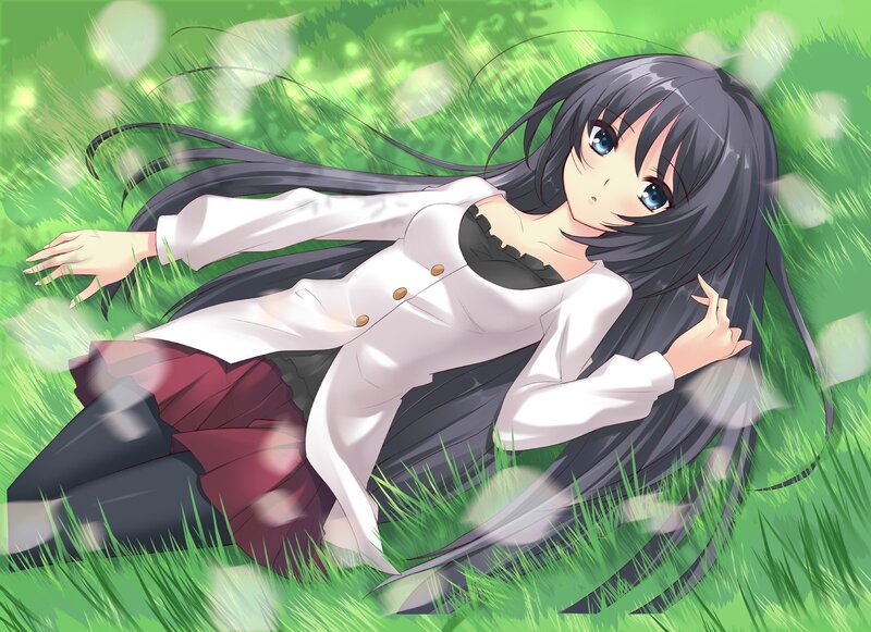 anime girl in grass