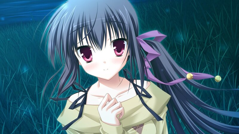 Anime Girl in Grass — Blue, Calm