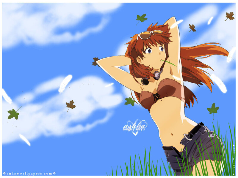 Anime Girl in Grass — Blue, Serene