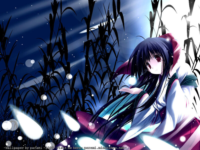 Anime Girl in Grass — Blue