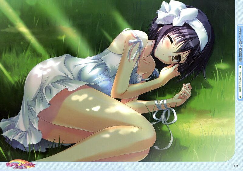 Anime Girl in Grass — Green, Serene, Afternoon, Digital Art