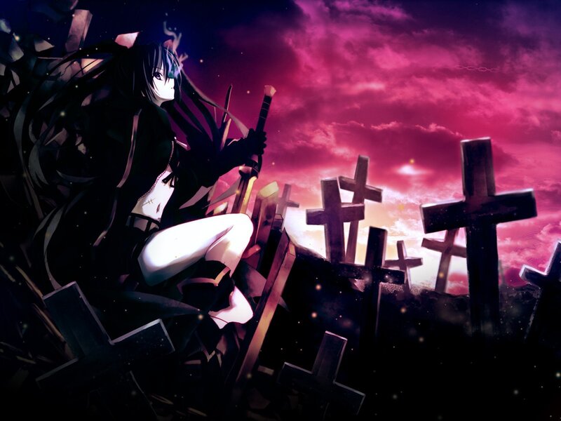 anime girl in graveyard