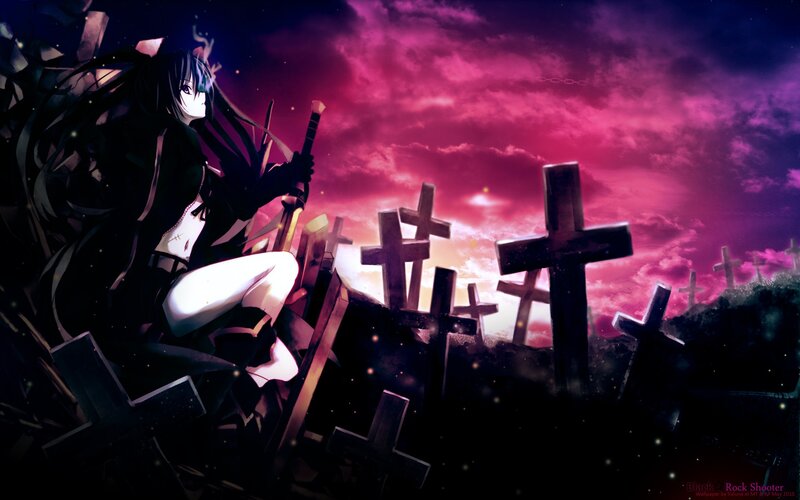 anime girl in graveyard