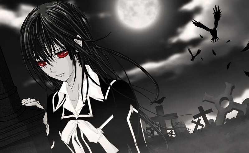 Anime Girl in Graveyard — Black, Dark, Dramatic