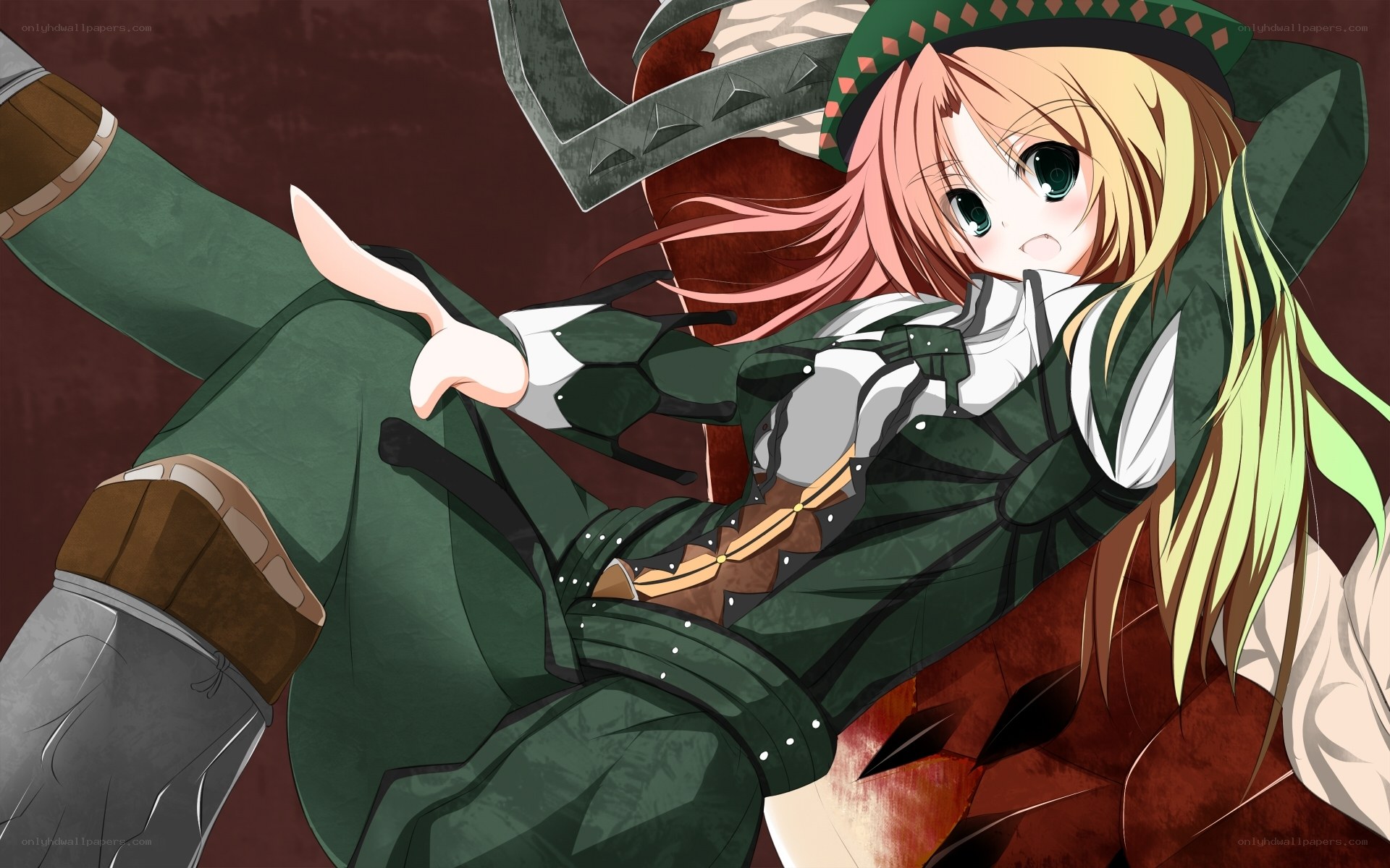 anime girl in green armor