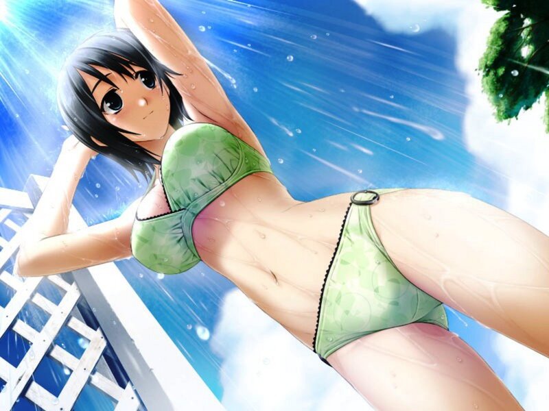 anime girl in green bikini