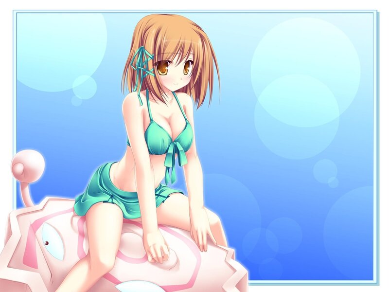 anime girl in green bikini