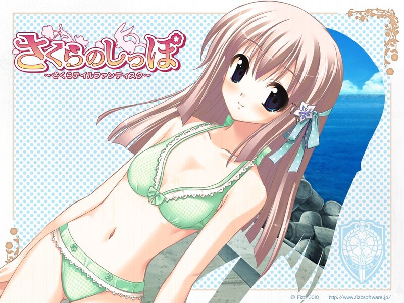 Anime girl in green bikini