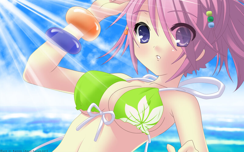 anime girl in green bikini