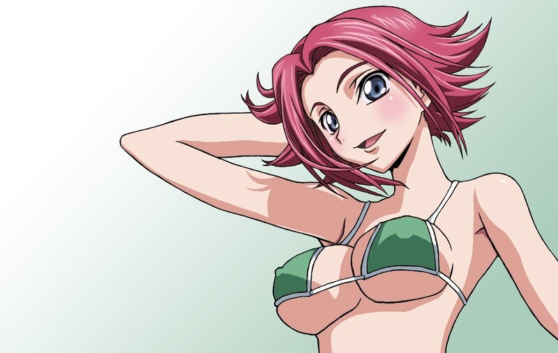 anime girl in green bikini