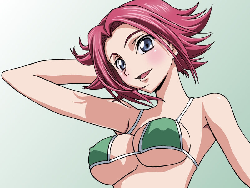 anime girl in green bikini