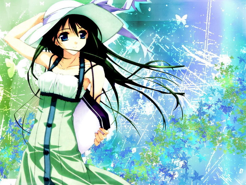 anime girl in green dress