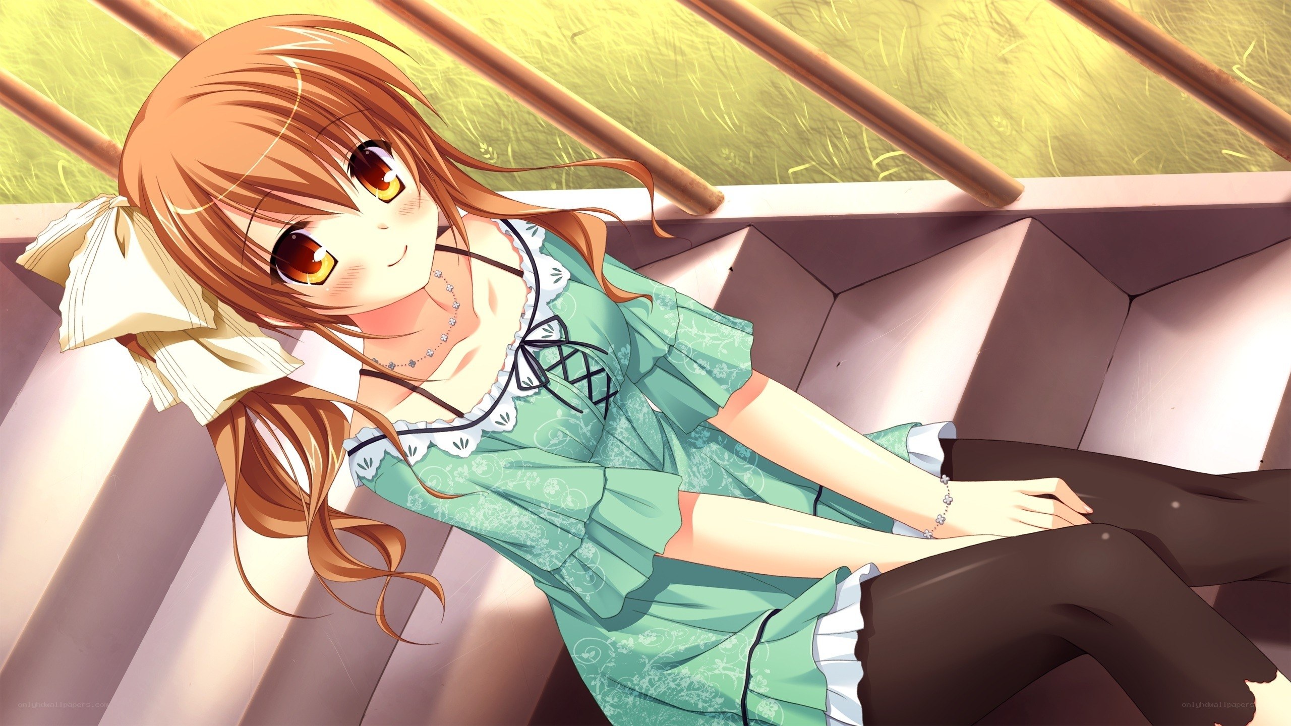 anime girl in green dress