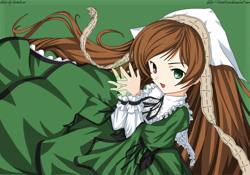 anime girl in green dress