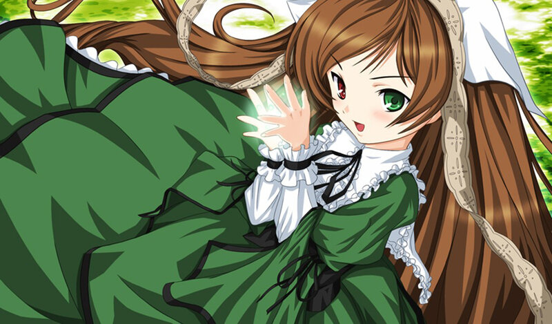 anime girl in green dress