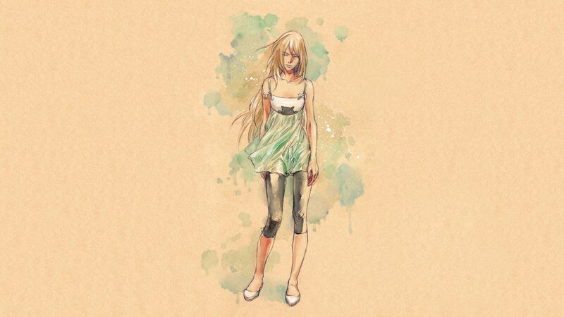 anime girl in green dress