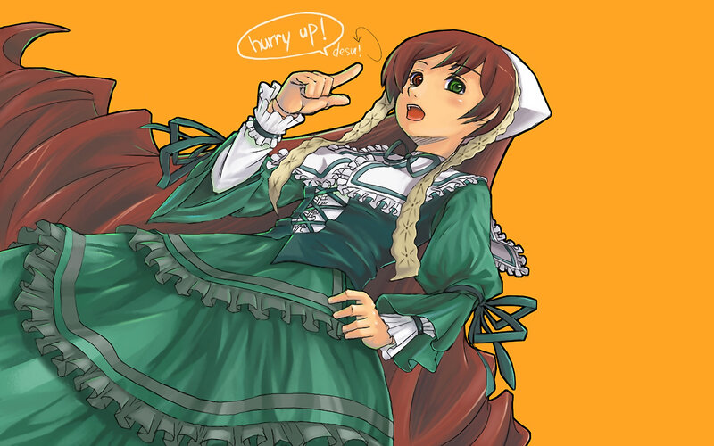 anime girl in green dress