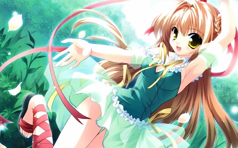 anime girl in green dress