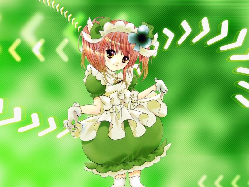 anime girl in green dress