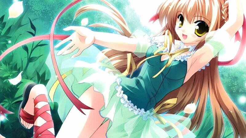anime girl in green dress