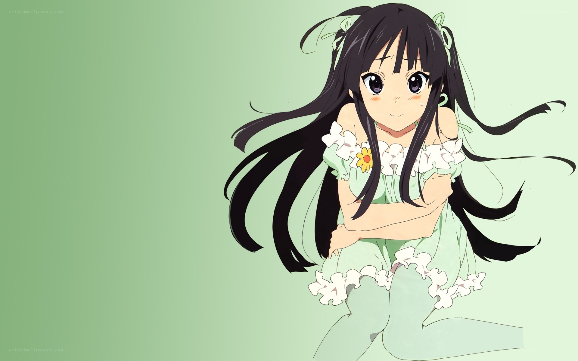 anime girl in green dress