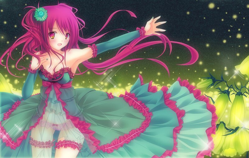 anime girl in green dress