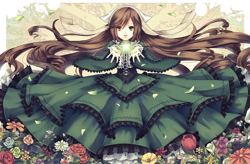 anime girl in green dress