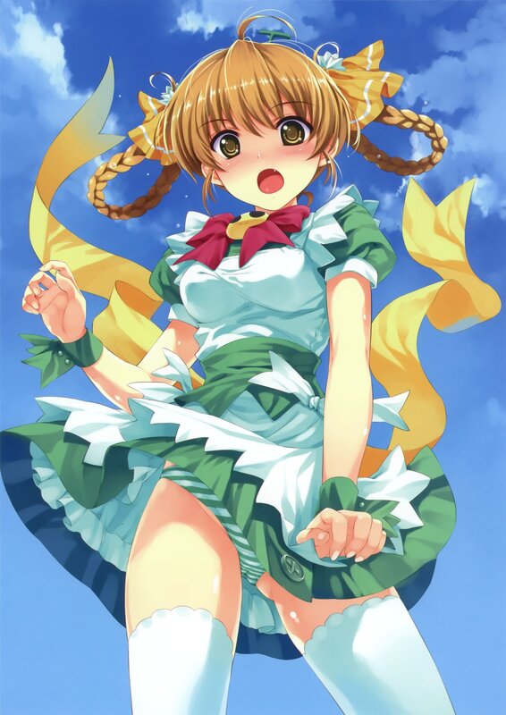 Anime Girl in Green Dress — Blue, Bright