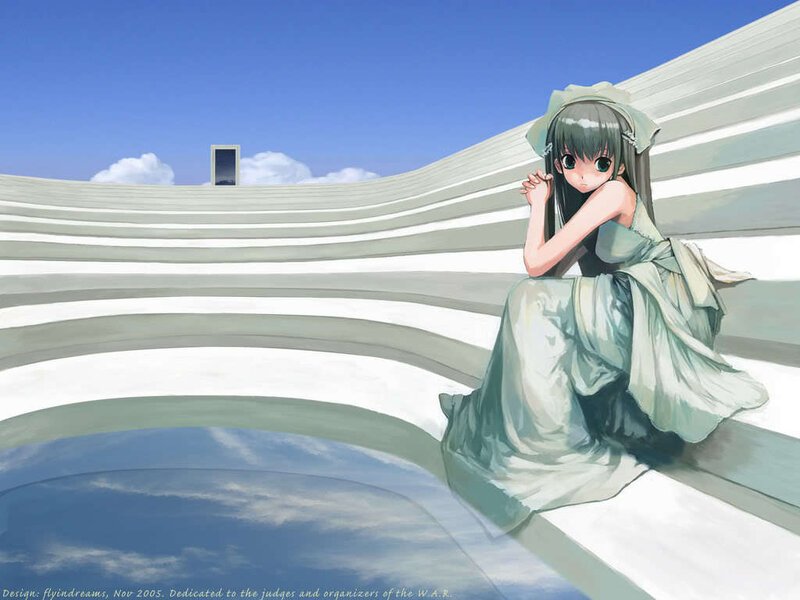 Anime Girl in Green Dress — Blue