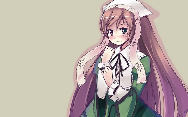 Anime Girl in Green Dress — Calm, Hat