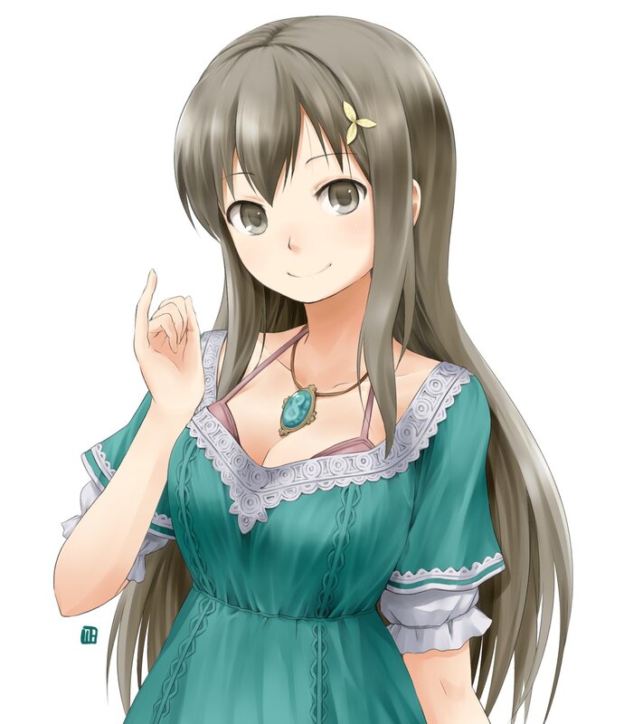 Anime Girl in Green Dress — Cheerful