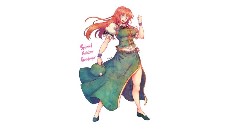 Anime Girl in Green Dress — Confident