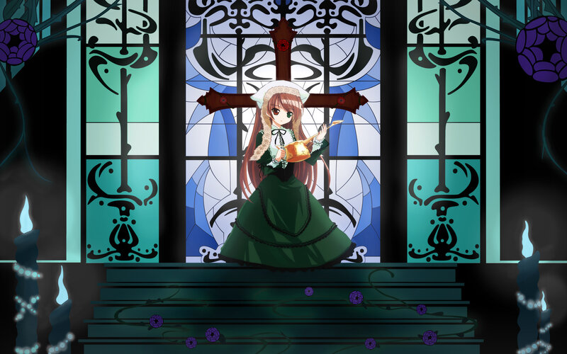 Anime Girl in Green Dress — Dramatic, Night