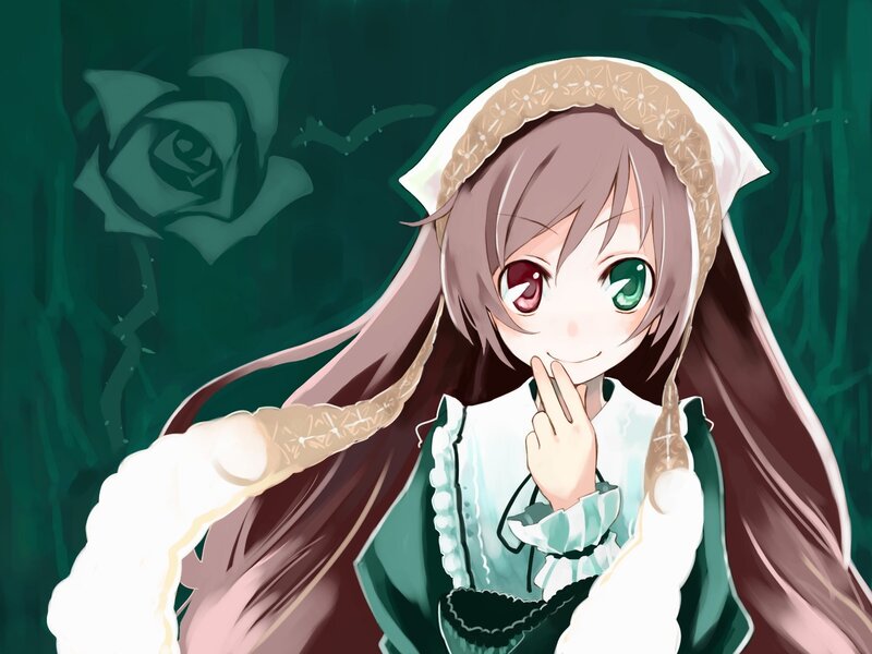 Anime Girl in Green Dress — Playful, Digital Art, Rose