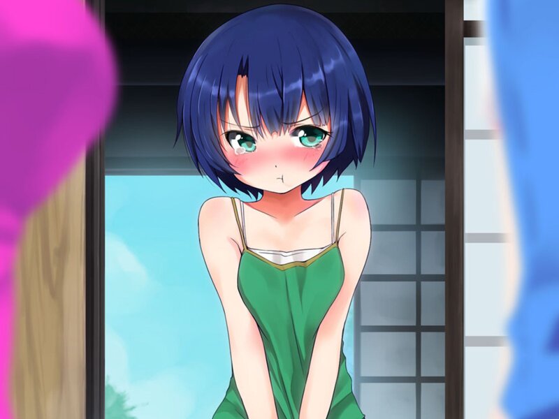 Anime Girl in Green Dress — Sad