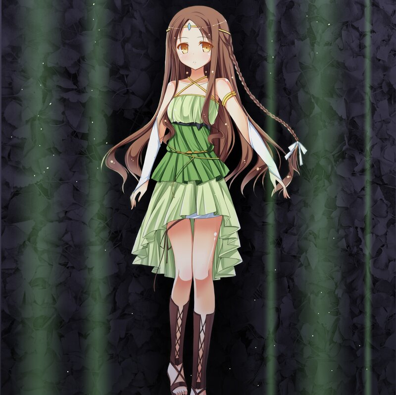 Anime Girl in Green Dress — Serene, Night