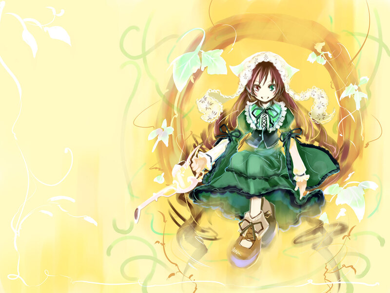 Anime Girl in Green Dress — Yellow