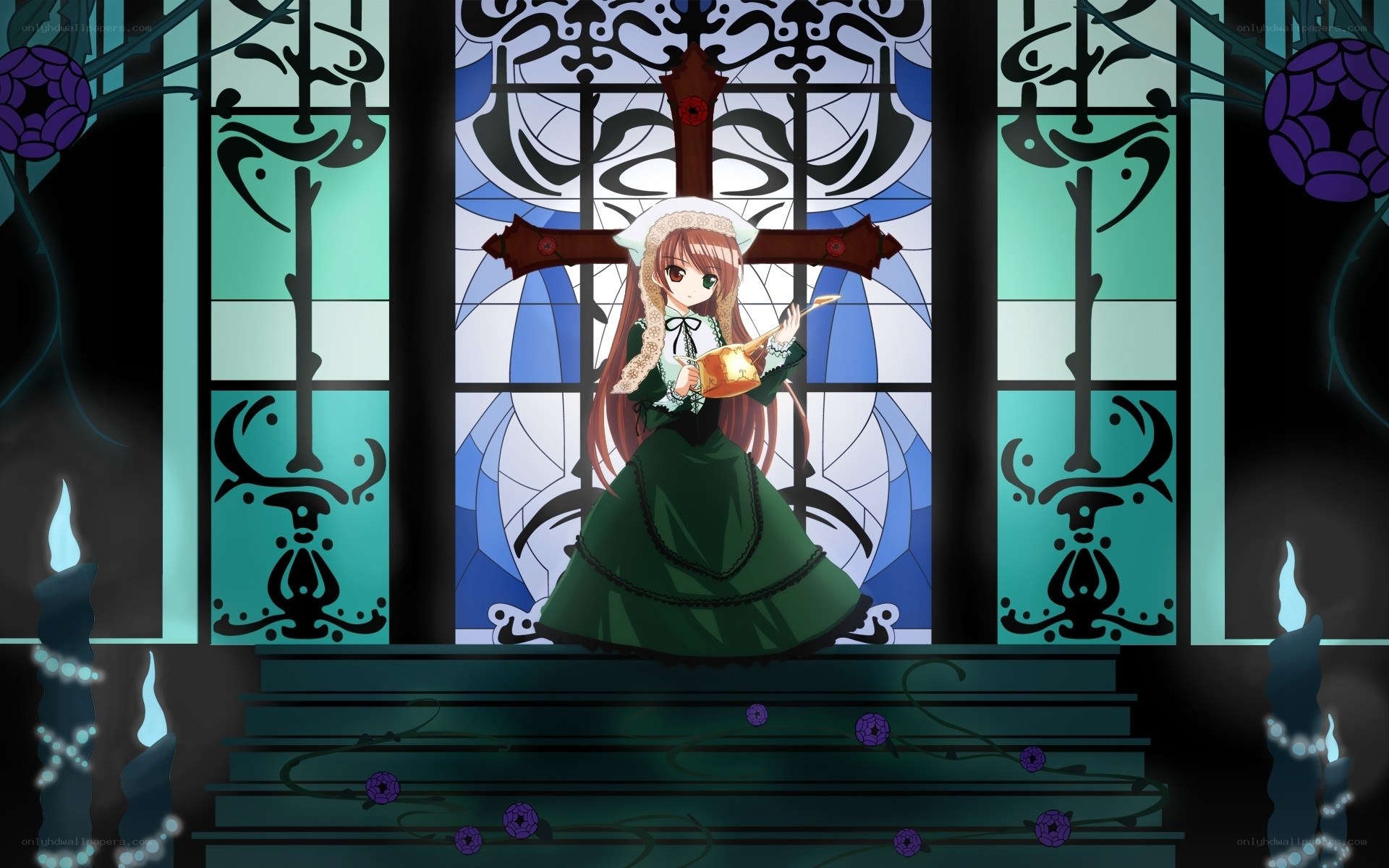 anime girl in green dress