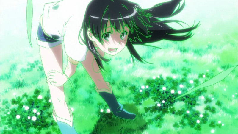 anime girl in green field
