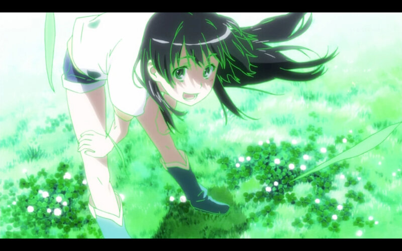 anime girl in green field