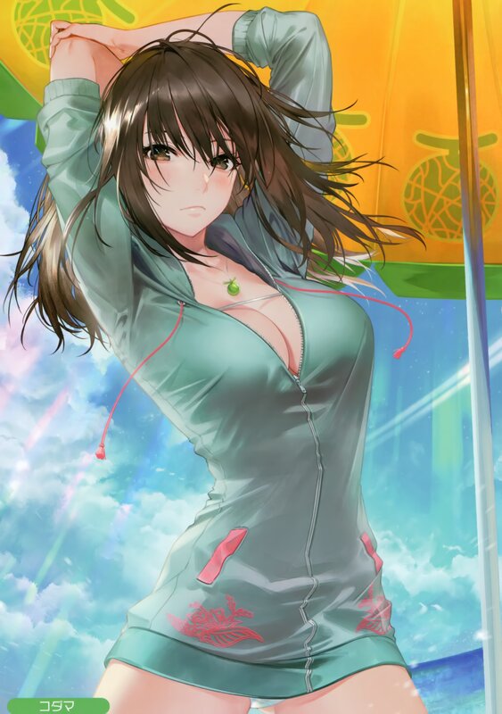 Anime Girl in Green Hoodie — Blue