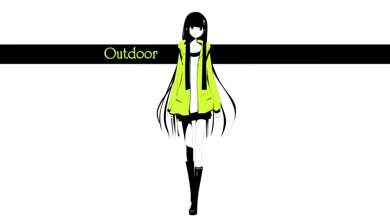 Anime Girl in Green Jacket — White