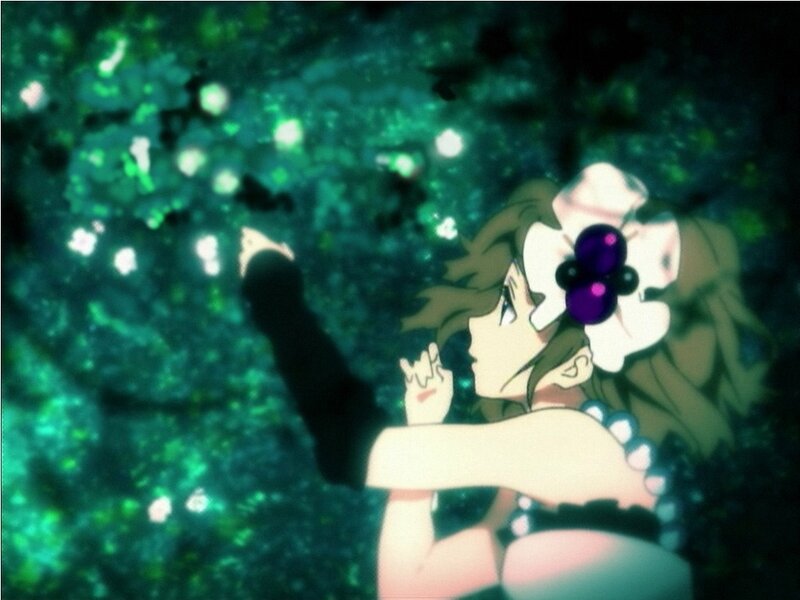 anime girl in green light