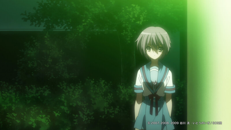 anime girl in green light