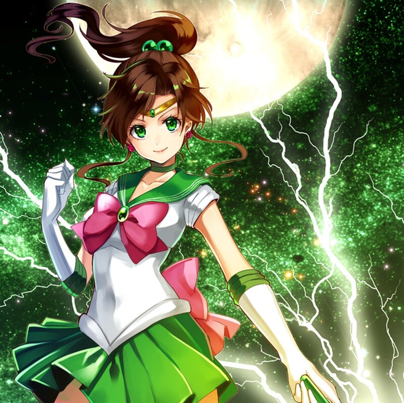 Anime Girl in Green Outfit — Dramatic, Night