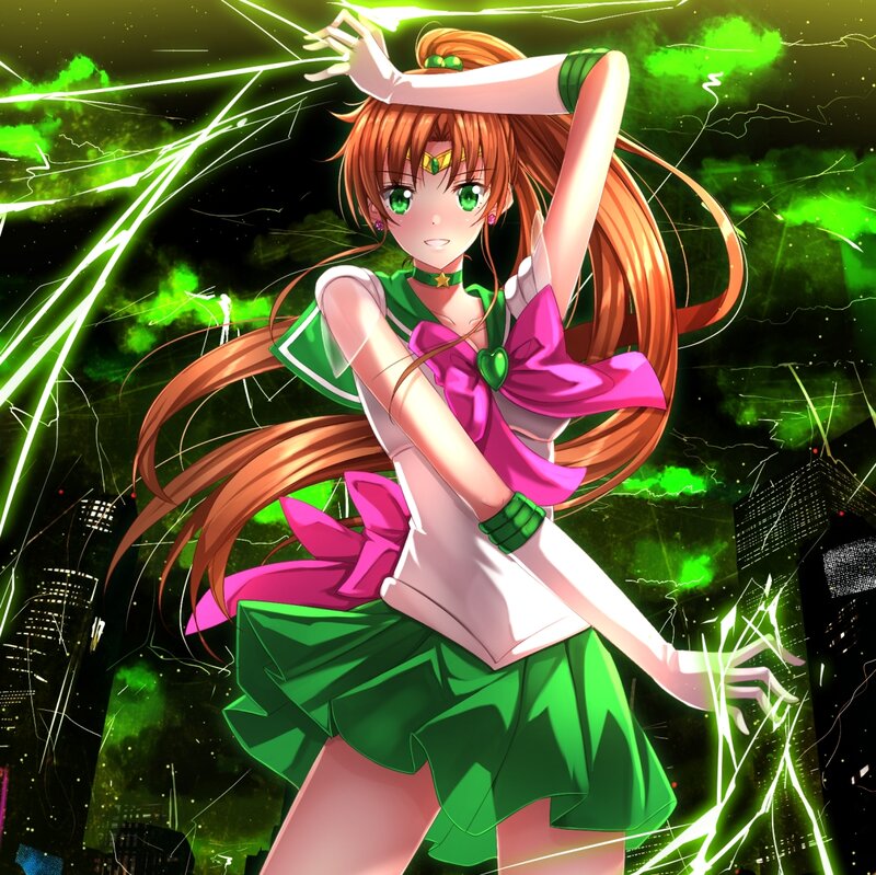 Anime Girl in Green Outfit — Dramatic