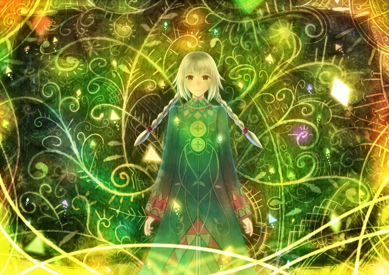 Anime Girl in Green Robe — Mystical